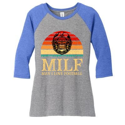 Milfmeaningful Gift I Love Football Funny Football Lover Great Gift Women's Tri-Blend 3/4-Sleeve Raglan Shirt