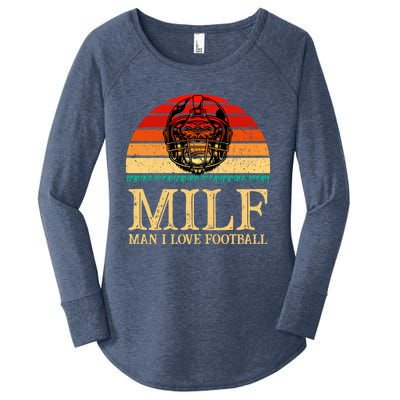 Milfmeaningful Gift I Love Football Funny Football Lover Great Gift Women's Perfect Tri Tunic Long Sleeve Shirt