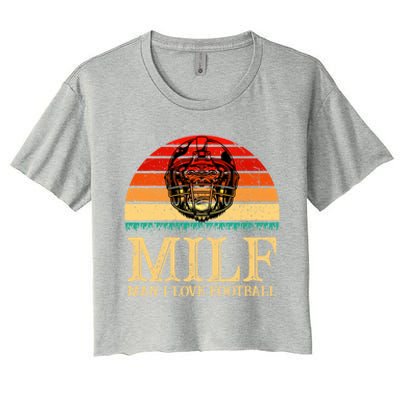 Milfmeaningful Gift I Love Football Funny Football Lover Great Gift Women's Crop Top Tee