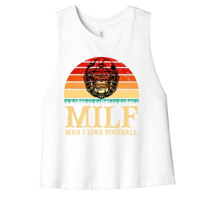 Milfmeaningful Gift I Love Football Funny Football Lover Great Gift Women's Racerback Cropped Tank