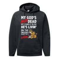 My God Is Not Dead Lion Jesus Christ Christian Faith Performance Fleece Hoodie