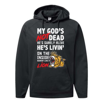 My God Is Not Dead Lion Jesus Christ Christian Faith Performance Fleece Hoodie