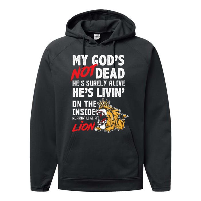 My God Is Not Dead Lion Jesus Christ Christian Faith Performance Fleece Hoodie