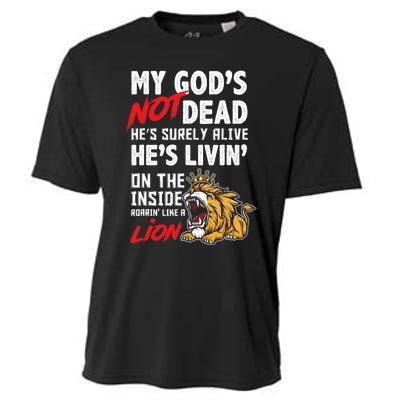 My God Is Not Dead Lion Jesus Christ Christian Faith Cooling Performance Crew T-Shirt