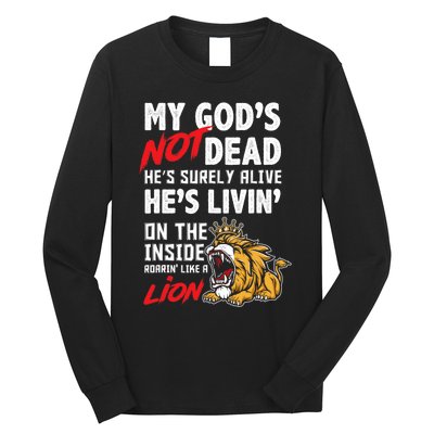 My God Is Not Dead Lion Jesus Christ Christian Faith Long Sleeve Shirt