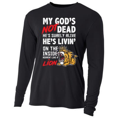 My God Is Not Dead Lion Jesus Christ Christian Faith Cooling Performance Long Sleeve Crew