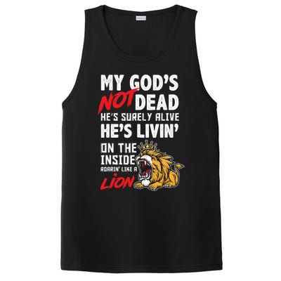 My God Is Not Dead Lion Jesus Christ Christian Faith PosiCharge Competitor Tank