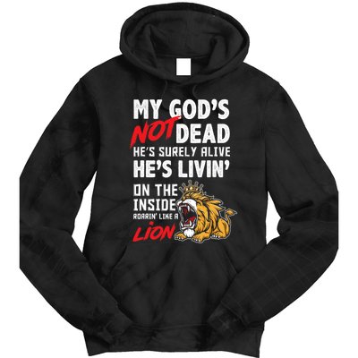 My God Is Not Dead Lion Jesus Christ Christian Faith Tie Dye Hoodie