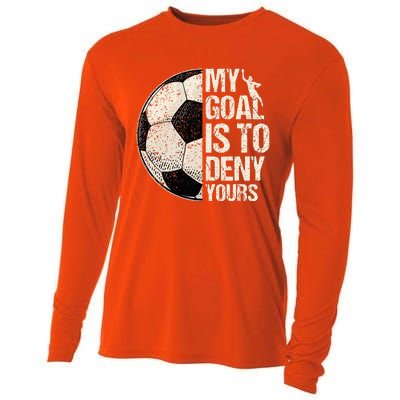 My Goal Is To Deny Yours Soccer Goalie Distressed Goalkeeper Cooling Performance Long Sleeve Crew