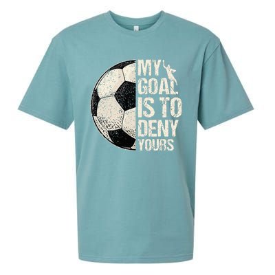 My Goal Is To Deny Yours Soccer Goalie Distressed Goalkeeper Sueded Cloud Jersey T-Shirt