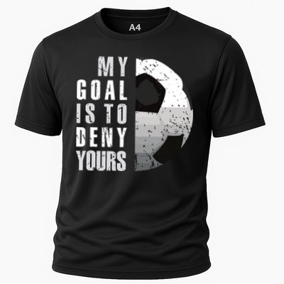 My Goal Is To Deny Yours Soccer Goalie Distressed Goalkeeper Performance Shirt