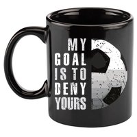 My Goal Is To Deny Yours Soccer Goalie Distressed Goalkeeper 11oz C Handle Ceramic Mug