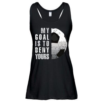 My Goal Is To Deny Yours Soccer Goalie Distressed Goalkeeper Ladies Essential Flowy Tank