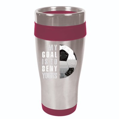 My Goal Is To Deny Yours Soccer Goalie Distressed Goalkeeper 16oz Travel Tumbler