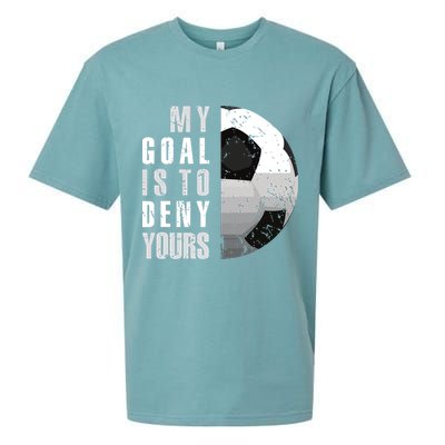 My Goal Is To Deny Yours Soccer Goalie Distressed Goalkeeper Sueded Cloud Jersey T-Shirt