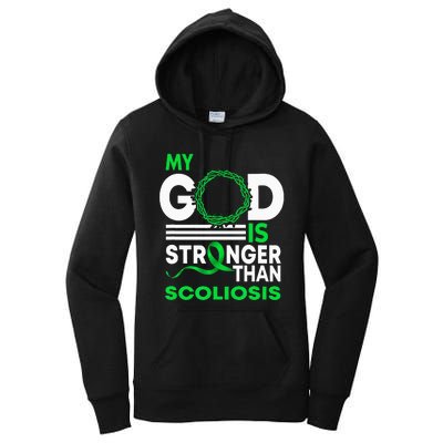 My God Is Stronger Than Scoliosis Awareness Ribbon Women's Pullover Hoodie