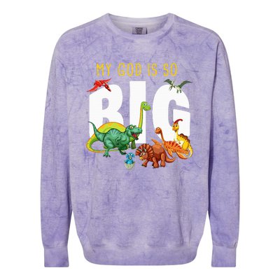 My God Is So Big Christian Faith Dinosaur Colorblast Crewneck Sweatshirt