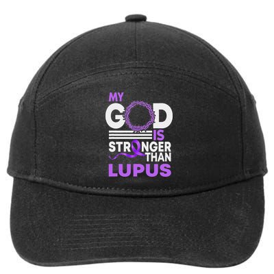 My God Is Stronger Than Lupus Awareness Ribbon 7-Panel Snapback Hat