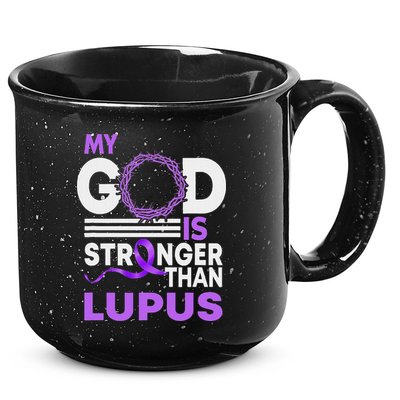 My God Is Stronger Than Lupus Awareness Ribbon 15oz Campfire Ceramic Mug