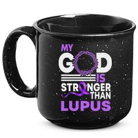 My God Is Stronger Than Lupus Awareness Ribbon 15oz Campfire Ceramic Mug