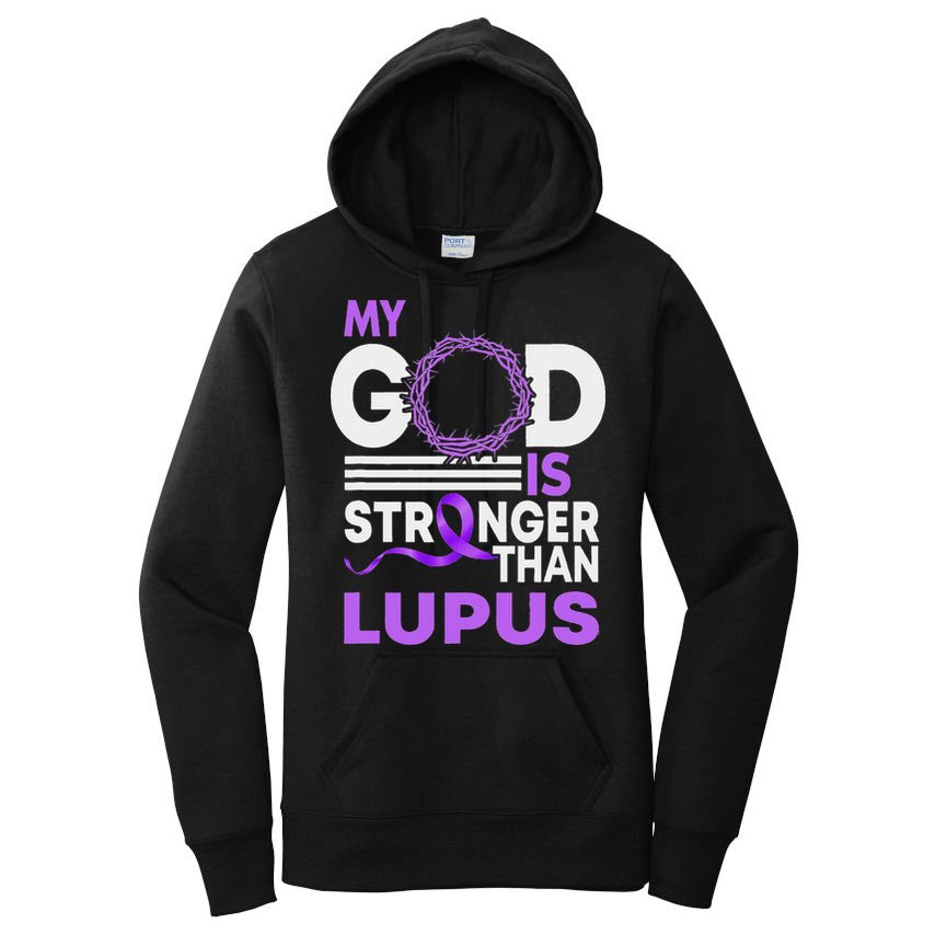 My God Is Stronger Than Lupus Awareness Ribbon Women's Pullover Hoodie