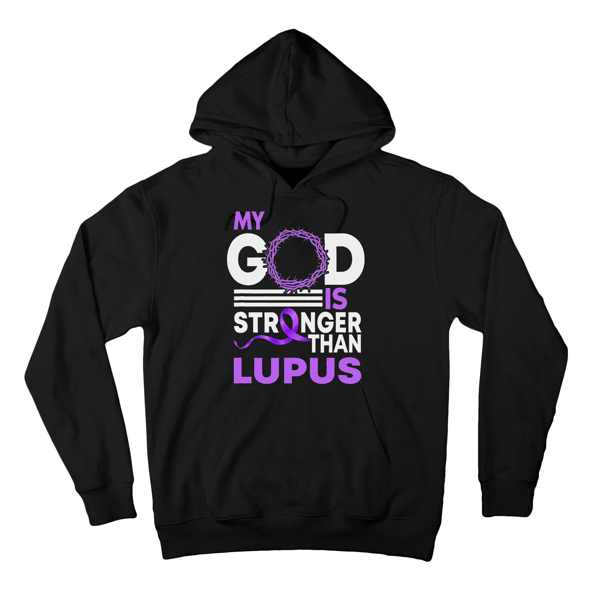 My God Is Stronger Than Lupus Awareness Ribbon Tall Hoodie