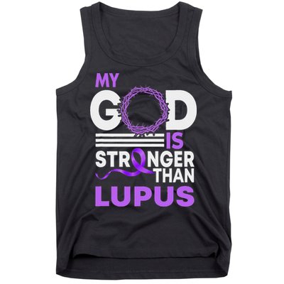My God Is Stronger Than Lupus Awareness Ribbon Tank Top
