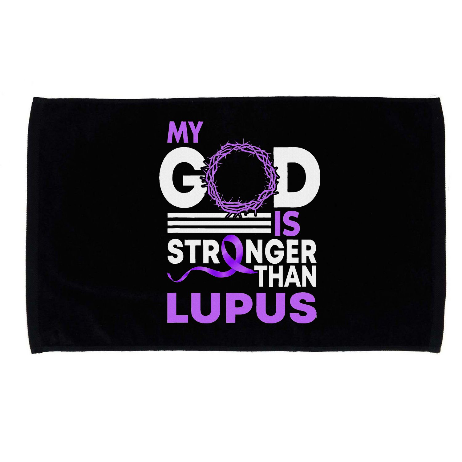 My God Is Stronger Than Lupus Awareness Ribbon Microfiber Hand Towel