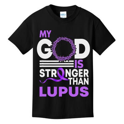 My God Is Stronger Than Lupus Awareness Ribbon Kids T-Shirt
