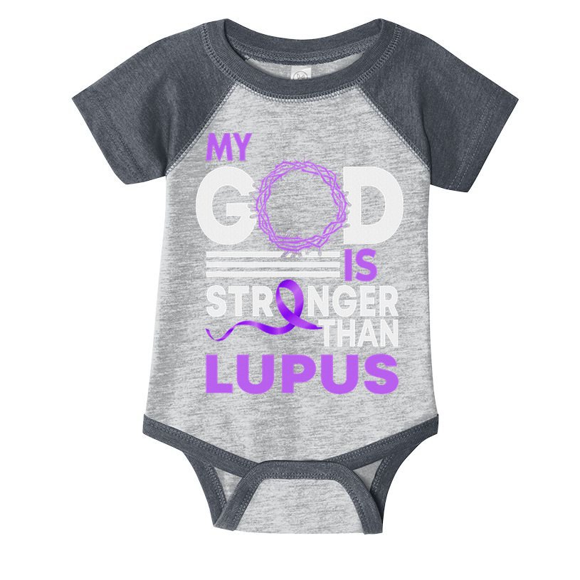 My God Is Stronger Than Lupus Awareness Ribbon Infant Baby Jersey Bodysuit