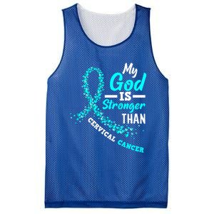 My God Is Stronger Than Cervical Cancer Warrior Great Gift Mesh Reversible Basketball Jersey Tank