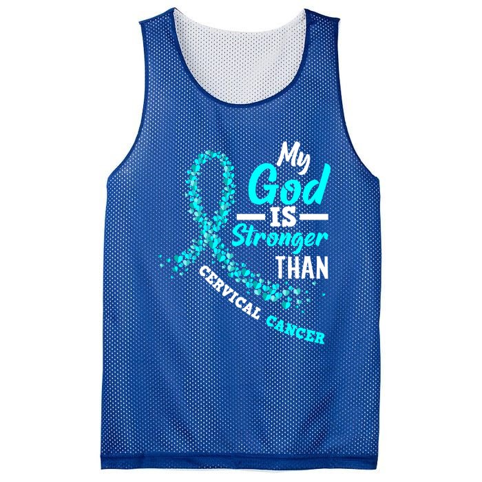 My God Is Stronger Than Cervical Cancer Warrior Great Gift Mesh Reversible Basketball Jersey Tank