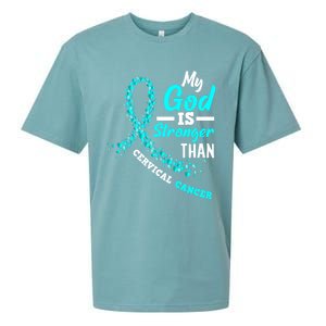 My God Is Stronger Than Cervical Cancer Warrior Great Gift Sueded Cloud Jersey T-Shirt