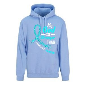 My God Is Stronger Than Cervical Cancer Warrior Great Gift Unisex Surf Hoodie