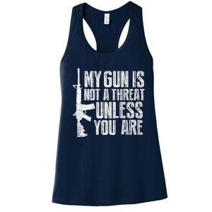 My Gun Is Not A Threat Unless You Are Women's Racerback Tank