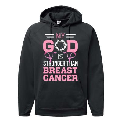 My God Is Stronger Than Breast Cancer Awareness Christian Performance Fleece Hoodie