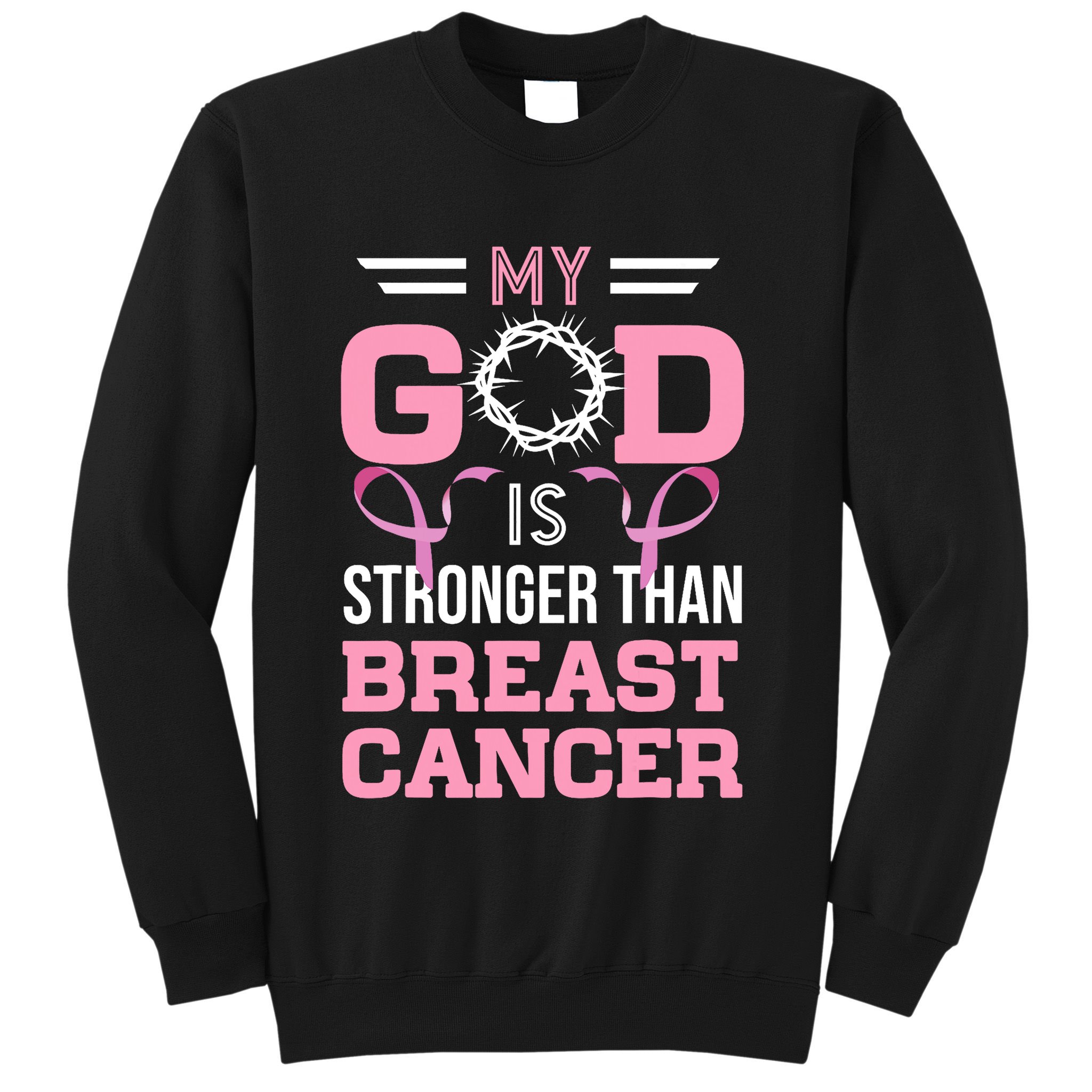 My God Is Stronger Than Breast Cancer Awareness Christian Sweatshirt