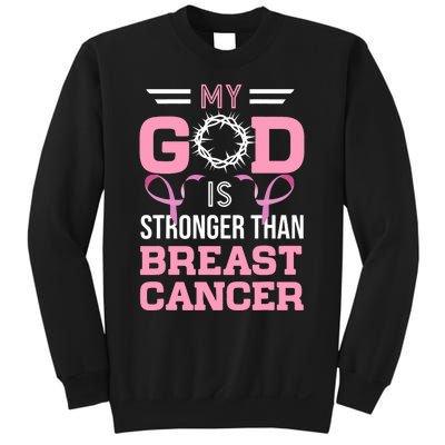 My God Is Stronger Than Breast Cancer Awareness Christian Sweatshirt