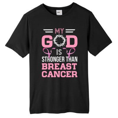 My God Is Stronger Than Breast Cancer Awareness Christian Tall Fusion ChromaSoft Performance T-Shirt