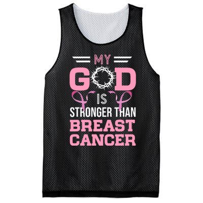 My God Is Stronger Than Breast Cancer Awareness Christian Mesh Reversible Basketball Jersey Tank