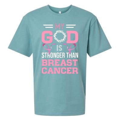 My God Is Stronger Than Breast Cancer Awareness Christian Sueded Cloud Jersey T-Shirt