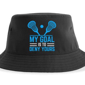 My Goal Is To Deny Yours Funny Lacrosse Stick Sustainable Bucket Hat