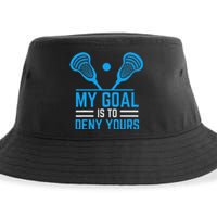 My Goal Is To Deny Yours Funny Lacrosse Stick Sustainable Bucket Hat