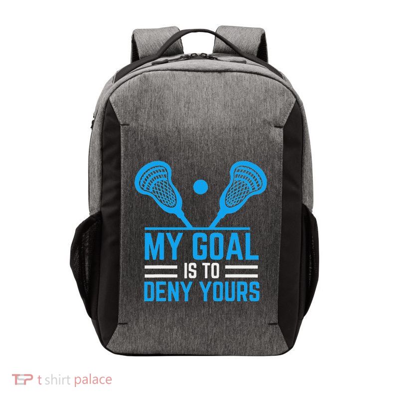 My Goal Is To Deny Yours Funny Lacrosse Stick Vector Backpack