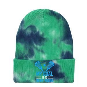 My Goal Is To Deny Yours Funny Lacrosse Stick Tie Dye 12in Knit Beanie