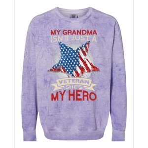 My Grandma Is My Hero Usa Flag Proud American Veteran Mom Great Gift Colorblast Crewneck Sweatshirt