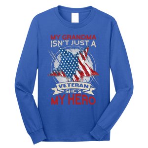 My Grandma Is My Hero Usa Flag Proud American Veteran Mom Great Gift Long Sleeve Shirt