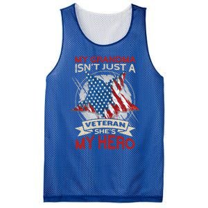 My Grandma Is My Hero Usa Flag Proud American Veteran Mom Great Gift Mesh Reversible Basketball Jersey Tank