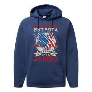 My Grandma Is My Hero Usa Flag Proud American Veteran Mom Great Gift Performance Fleece Hoodie