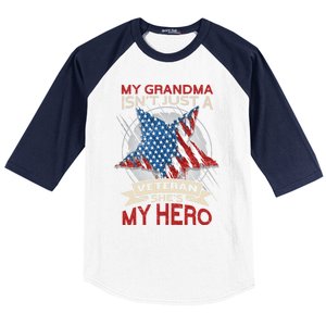 My Grandma Is My Hero Usa Flag Proud American Veteran Mom Great Gift Baseball Sleeve Shirt